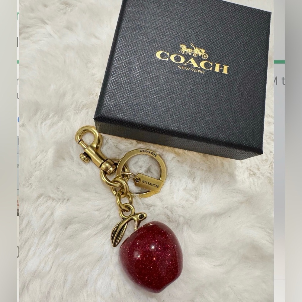 ✔️SOLD. Coach Glittery Red Apple Keychain
